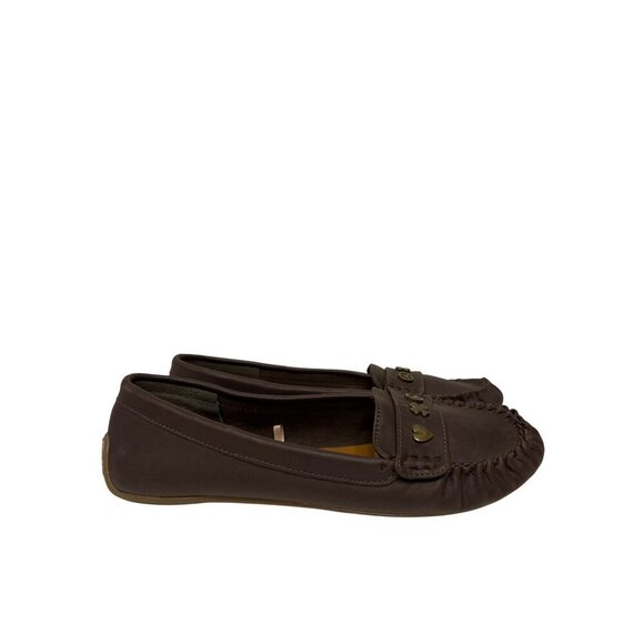 Lucky Brand Women's Shoes Moccasins LP-Astuddi Brown Heart Peace Clover Size 10 - Picture 7 of 9